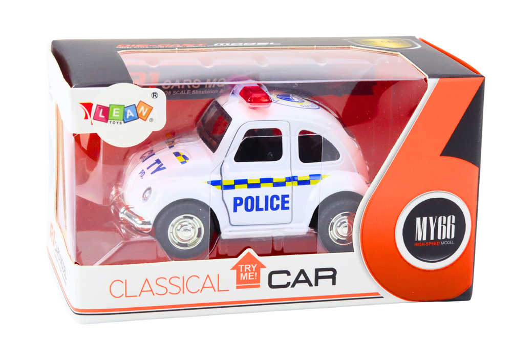 Classic Police Car 1:38 Drive Lights Sounds White