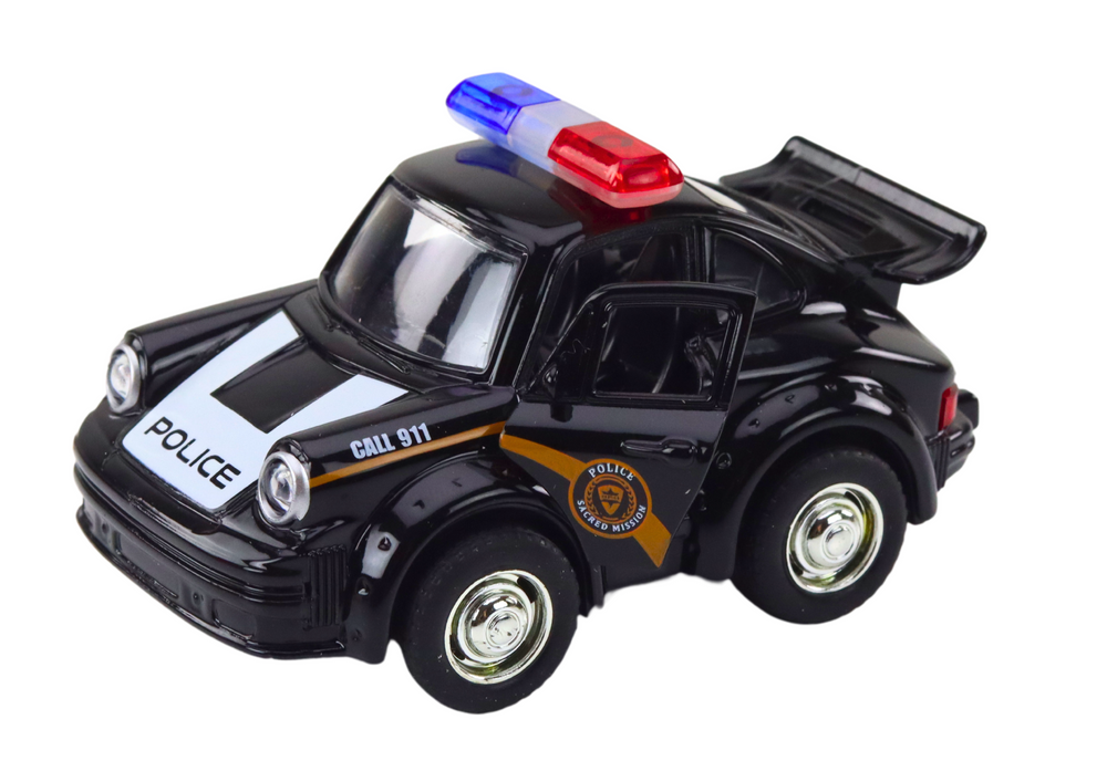 Classic Police Car 1:38 Drive Lights Sounds Black