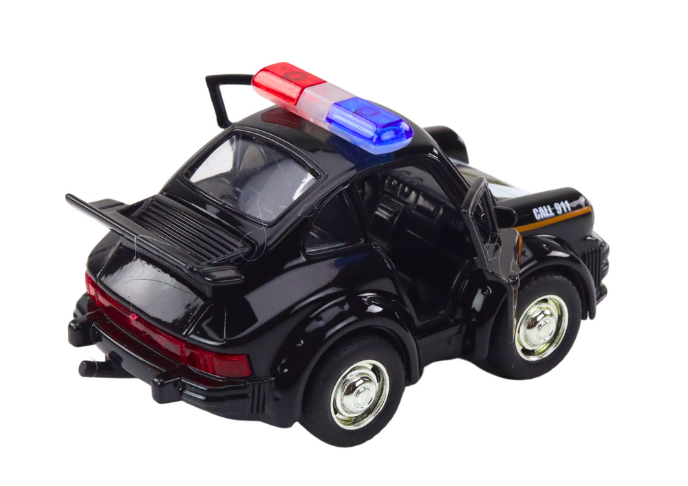 Classic Police Car 1:38 Drive Lights Sounds Black