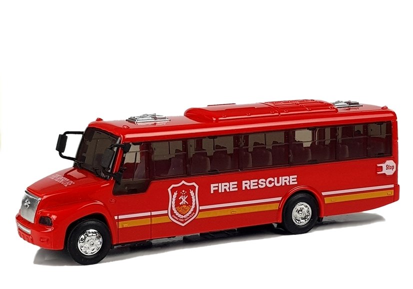 Fire Rescue Bus Die Cast Model Red with Lights