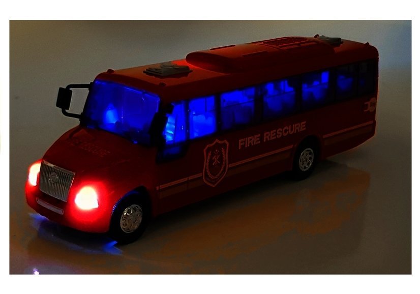 Fire Rescue Bus Die Cast Model Red with Lights