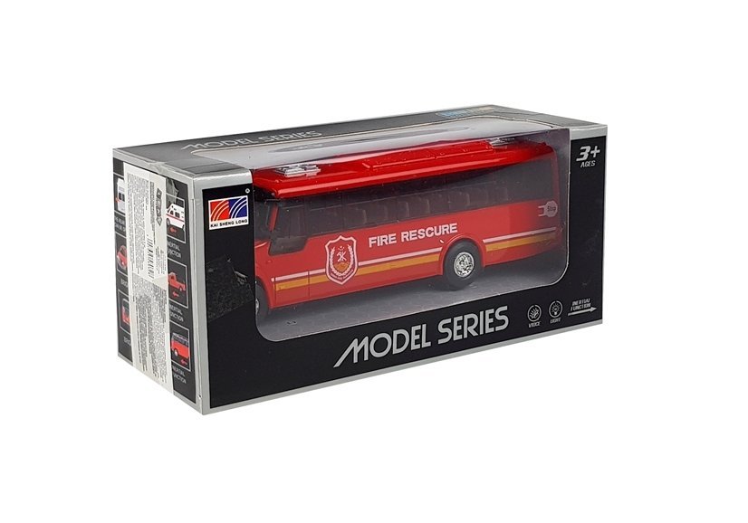 Fire Rescue Bus Die Cast Model Red with Lights