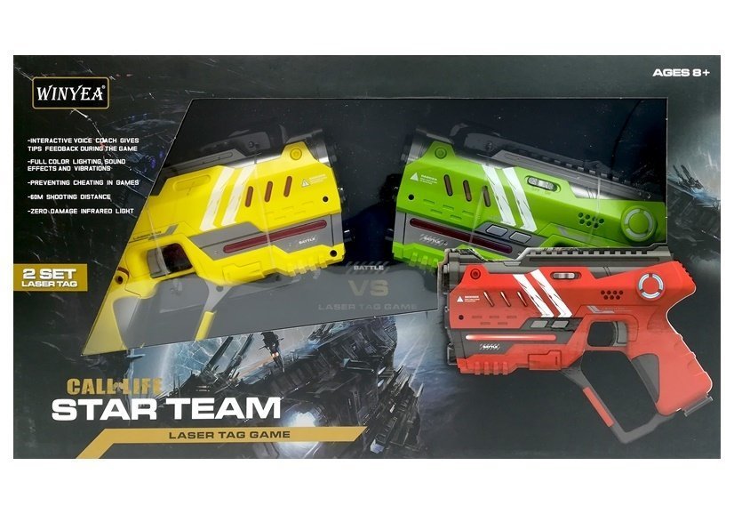 Laser Tag Pistol Set 4 Teams 2 Colors Green Yellow