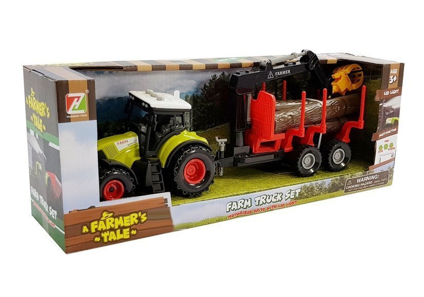 Tractor and forest trailer with wood