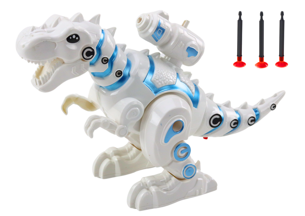 Robot Dinosaur with Dart Launcher Lights Sounds White