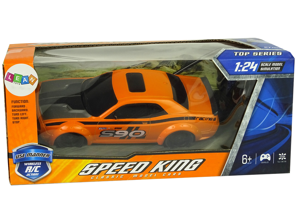 Remote Controlled Sports Car 1:24 Racing Orange 27 Mhz Pilot