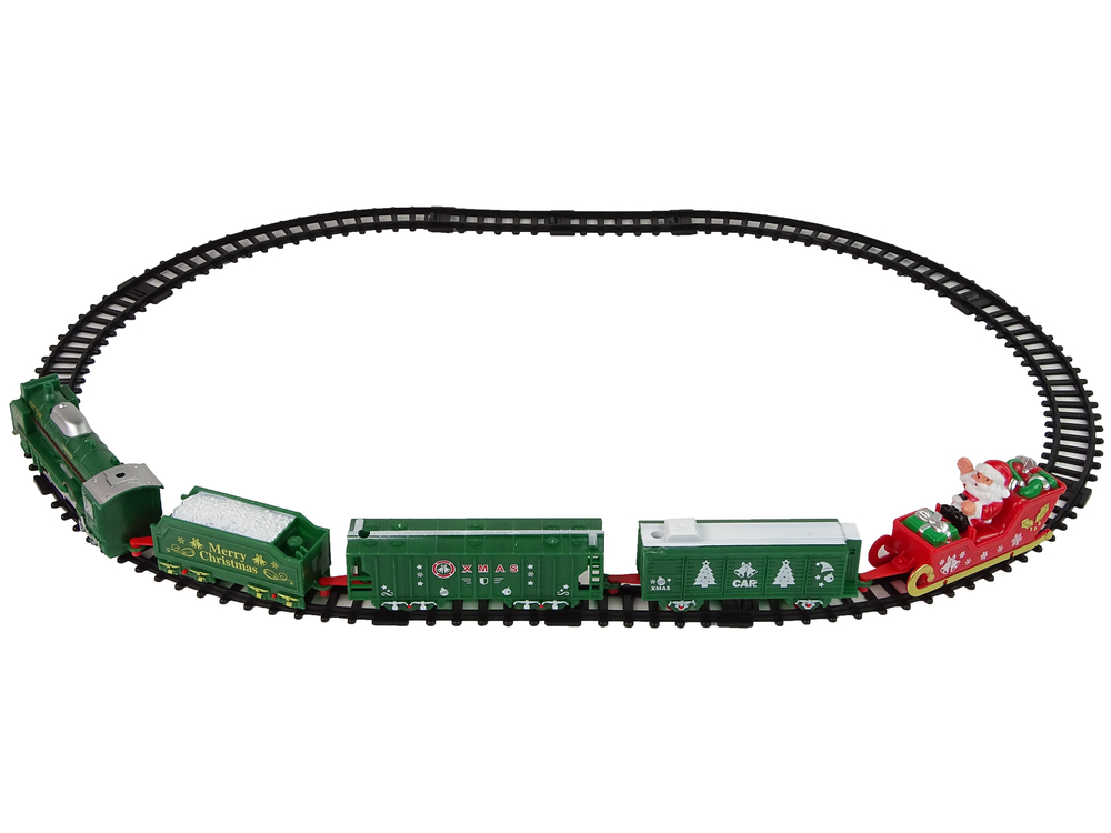 Christmas Train Locomotive Tracks Santa Claus Lights