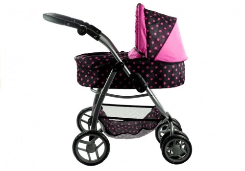 Коляска для кукол 2в1 Alice Black/Pink