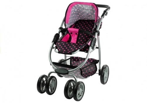 Коляска для кукол 2в1 Alice Black/Pink
