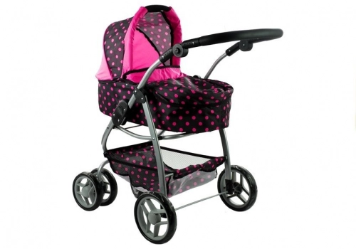 Коляска для кукол 2в1 Alice Black/Pink