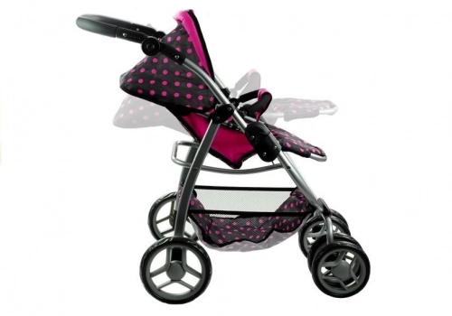 Коляска для кукол 2в1 Alice Black/Pink