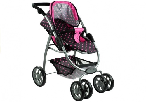 Коляска для кукол 2в1 Alice Black/Pink
