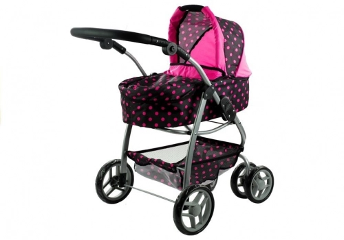 Коляска для кукол 2в1 Alice Black/Pink