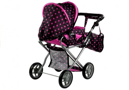 Коляска для кукол 2в1 Alice Pink Dots