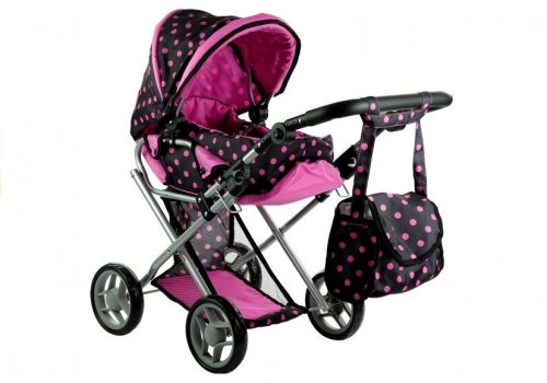 Коляска для кукол 2в1 Alice Pink Dots