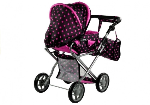 Коляска для кукол 2в1 Alice Pink Dots
