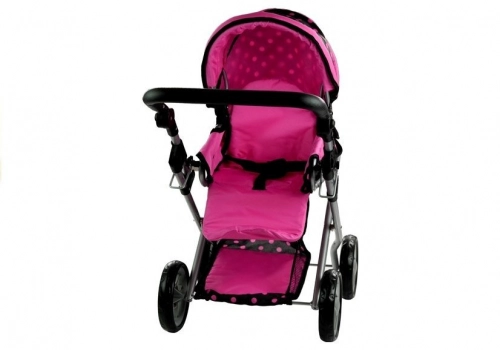 Коляска для кукол 2в1 Alice Pink Dots
