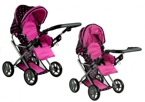 Коляска для кукол 2в1 Alice Pink Dots