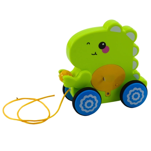 Baby Dinosaur Pull Toy Sounds Rattle Green