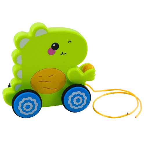 Baby Dinosaur Pull Toy Sounds Rattle Green