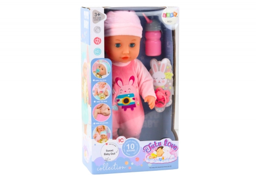 Baby Doll In Pink Pajamas Peeing Bottle Pacifier Sounds