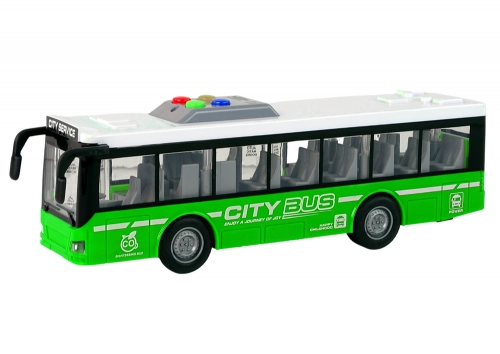 Battery Powered Bus Lights Sounds Friction Drive Green 1:16