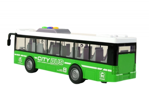 Battery Powered Bus Lights Sounds Friction Drive Green 1:16