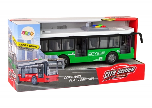 Battery Powered Bus Lights Sounds Friction Drive Green 1:16