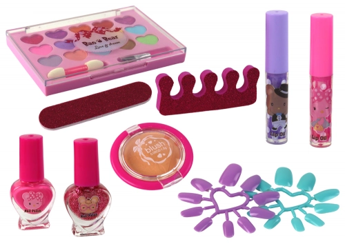 Beauty Makeup and Nail Set in a Pink Suitcase