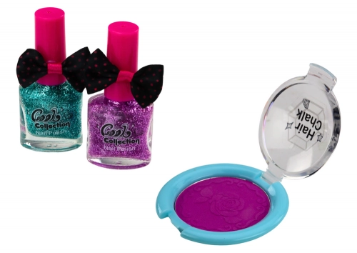 Beauty set for makeup, nail styling, shadows and polishes