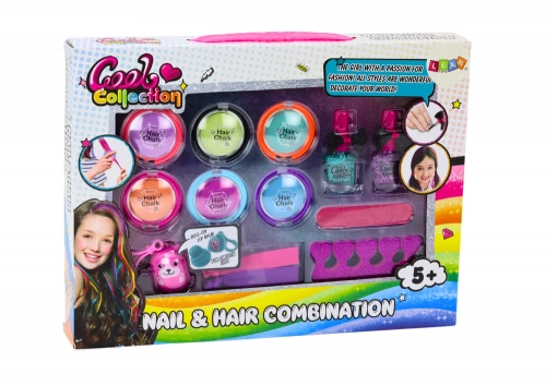 Beauty set for makeup, nail styling, shadows and polishes