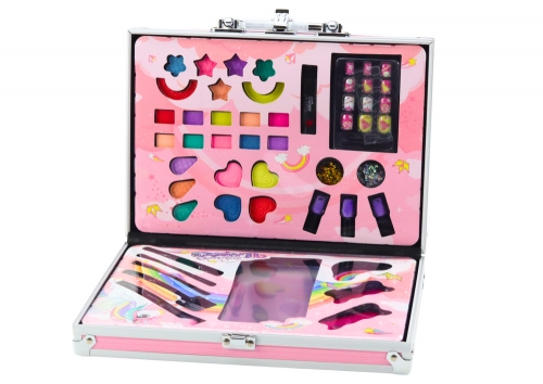 Beauty Set in a Suitcase Eyeshadow Brushes Nail Polish Pink