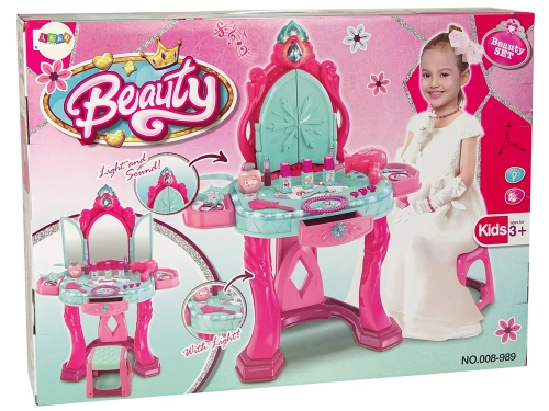 Beauty Set Toilet with Mirror Light Sound Jewellery Pink
