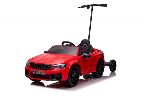 Детский электромобиль BMW M5 с платформой и ручкой для родителей Red lacquered