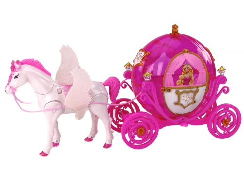 Carriage With Horse Doll Princess Carriage Pink Pegasus Set