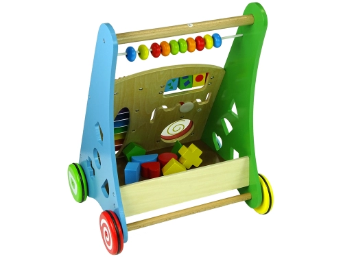 Colourful Wooden Pushchair Geometric Figures Dulcimer Beads