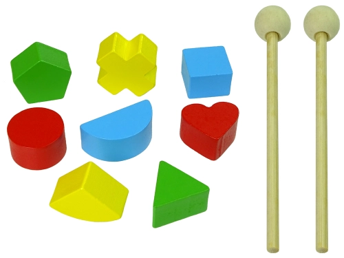 Colourful Wooden Pushchair Geometric Figures Dulcimer Beads