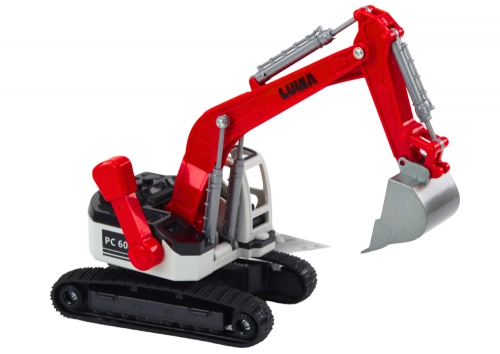 Crawler Excavator White and Red Metal Bucket