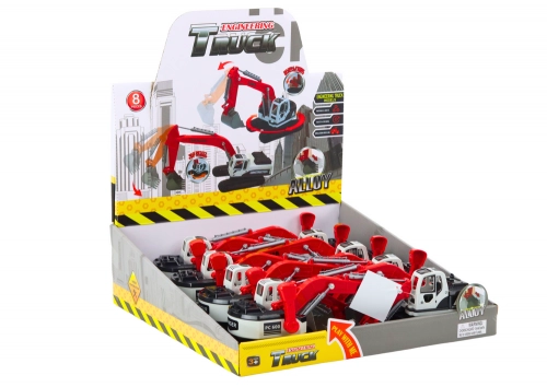 Crawler Excavator White and Red Metal Bucket