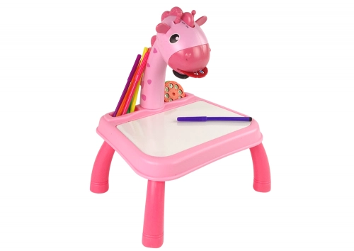 DINOSAUR TABLE WITH PROJECTOR FOR DRAWING + ACCESSORIES COLOUR PINK