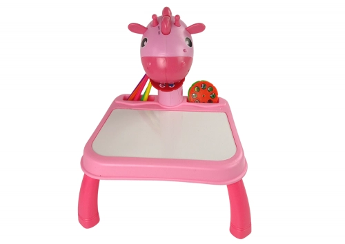 DINOSAUR TABLE WITH PROJECTOR FOR DRAWING + ACCESSORIES COLOUR PINK