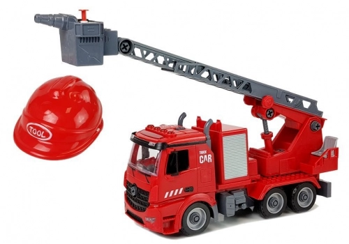 DIY Firetruck 2in1 Kit Removable Lifts Screwdriver Sound Light Effects Helmet
