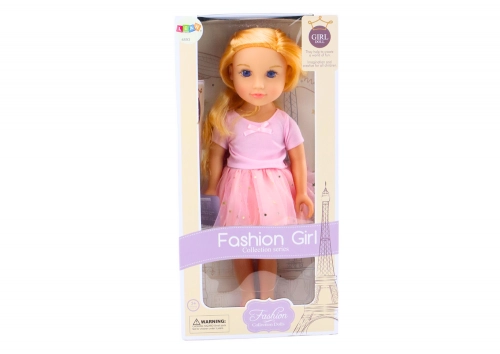 Doll in a dress with tulle, pink, blonde hair, 18'