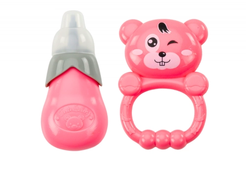 Doll In Pink Dress Peeing Bottle Rattle Sounds