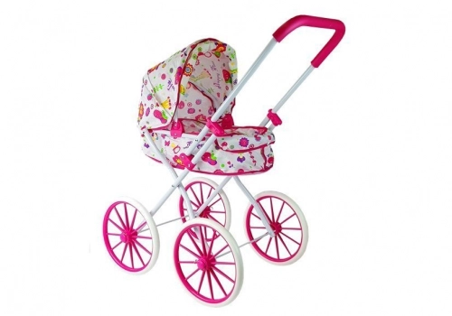 Doll Pram Retro Big Wheels Flowers