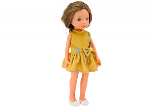Doll Yellow Dress Brown Hair Large Doll 33cm