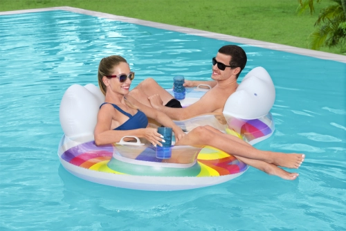 Double Inflatable Swimming Ring 186 x 116 cm Rainbow Bestway 43648