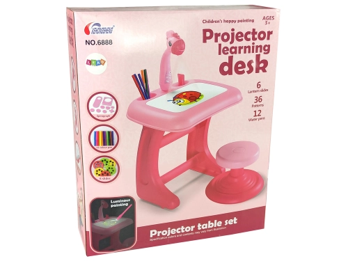 Drawing Table Chair Projector Pink Pens Pictures