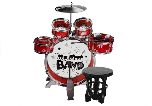 Drums Set with Keyboard Microphone and Chair Red