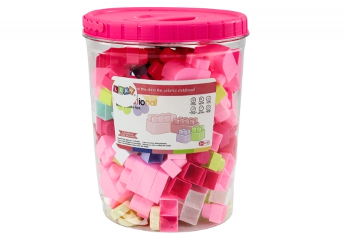 Educational Large Building Blocks in a Bucket Set Pink 160 pcs.